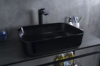 Раковина Gid BL1304 53351 накладная черная глянцевая 50x39x13